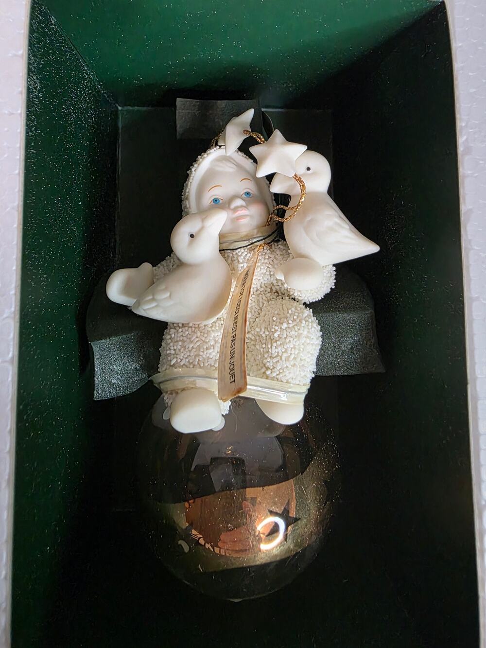 Vintage Dept. 56 Snowbabies Two Puffins Playing Ornament NOS NIB Christmas